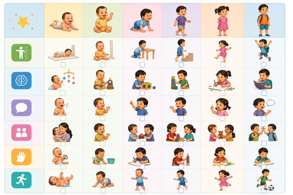 Monitor child development milestones checklist