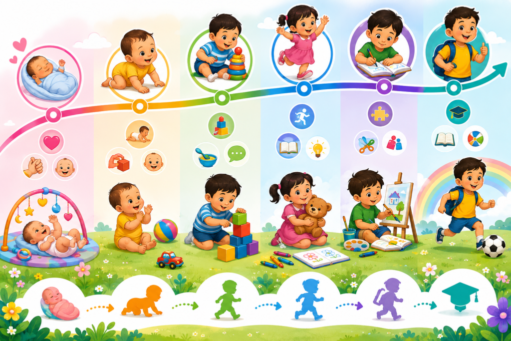 Visualize child development milestones timeline