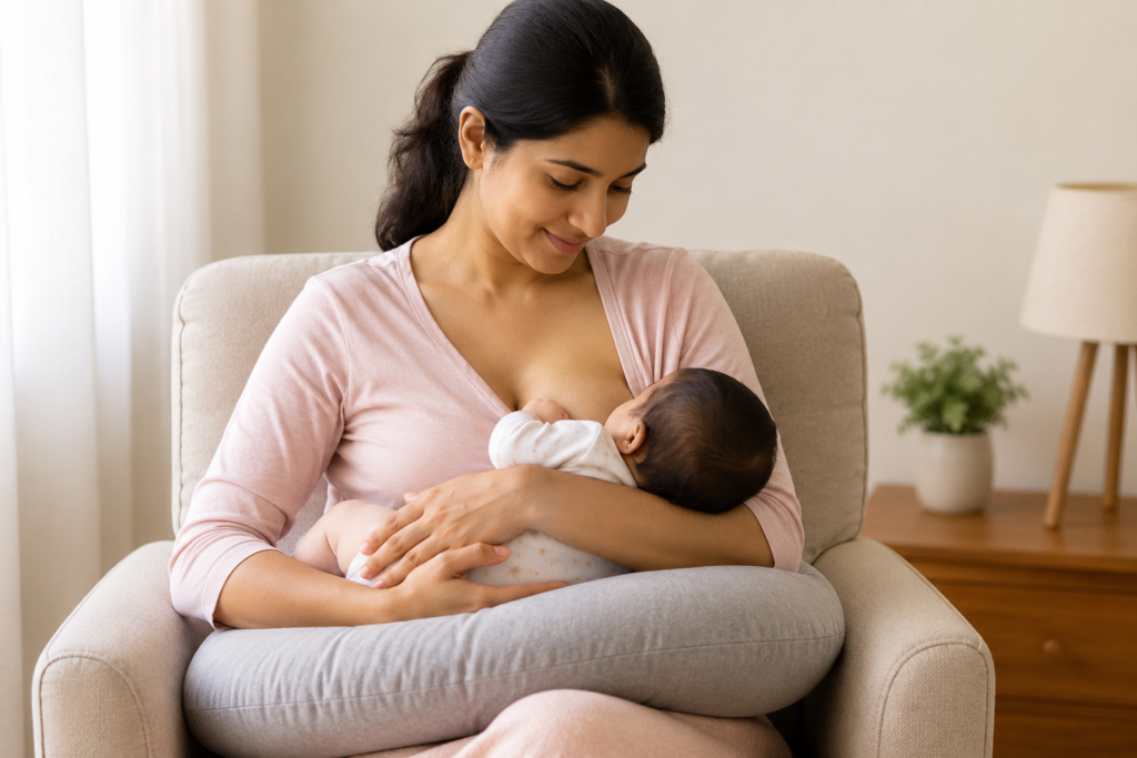 Learn newborn feeding position safely
